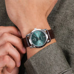 Timex Men's Brown Leather Watch, Green Dial | Tw2r86900-3