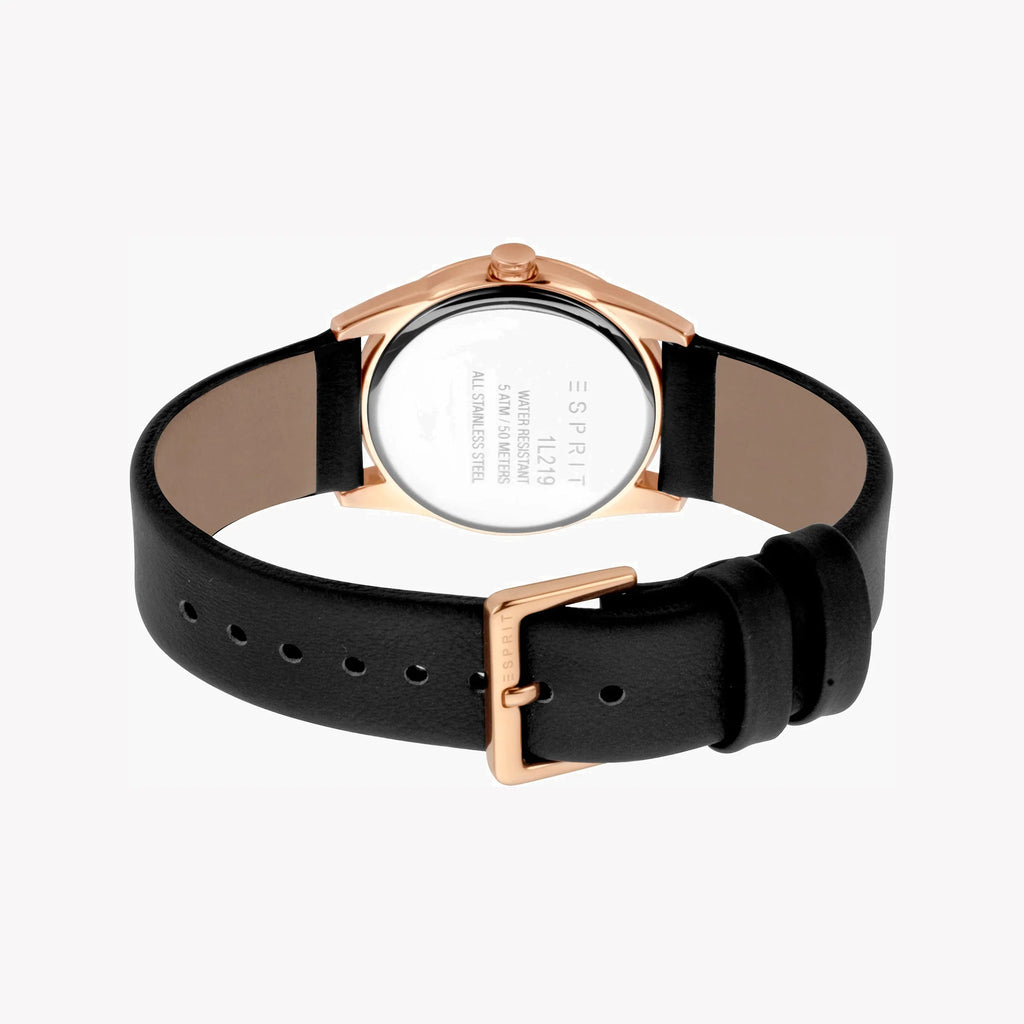 Esprit Women's Black Leather Watch, Black Dial | Es1l175m0015-2